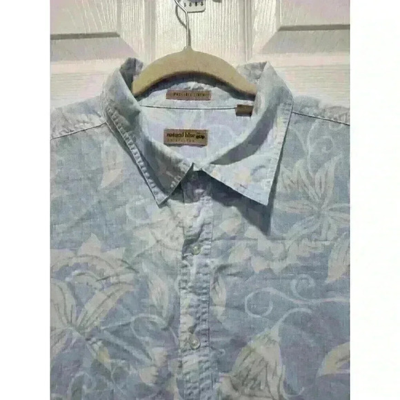 Natural Blue Premium Visitor Tropical Shirt Linen Blend Shirt 2XL - Picture 3 of 4